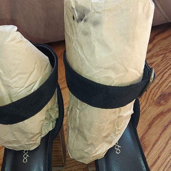 House of Harlow 1960 suede strap platform clogs - Picture 6 of 7